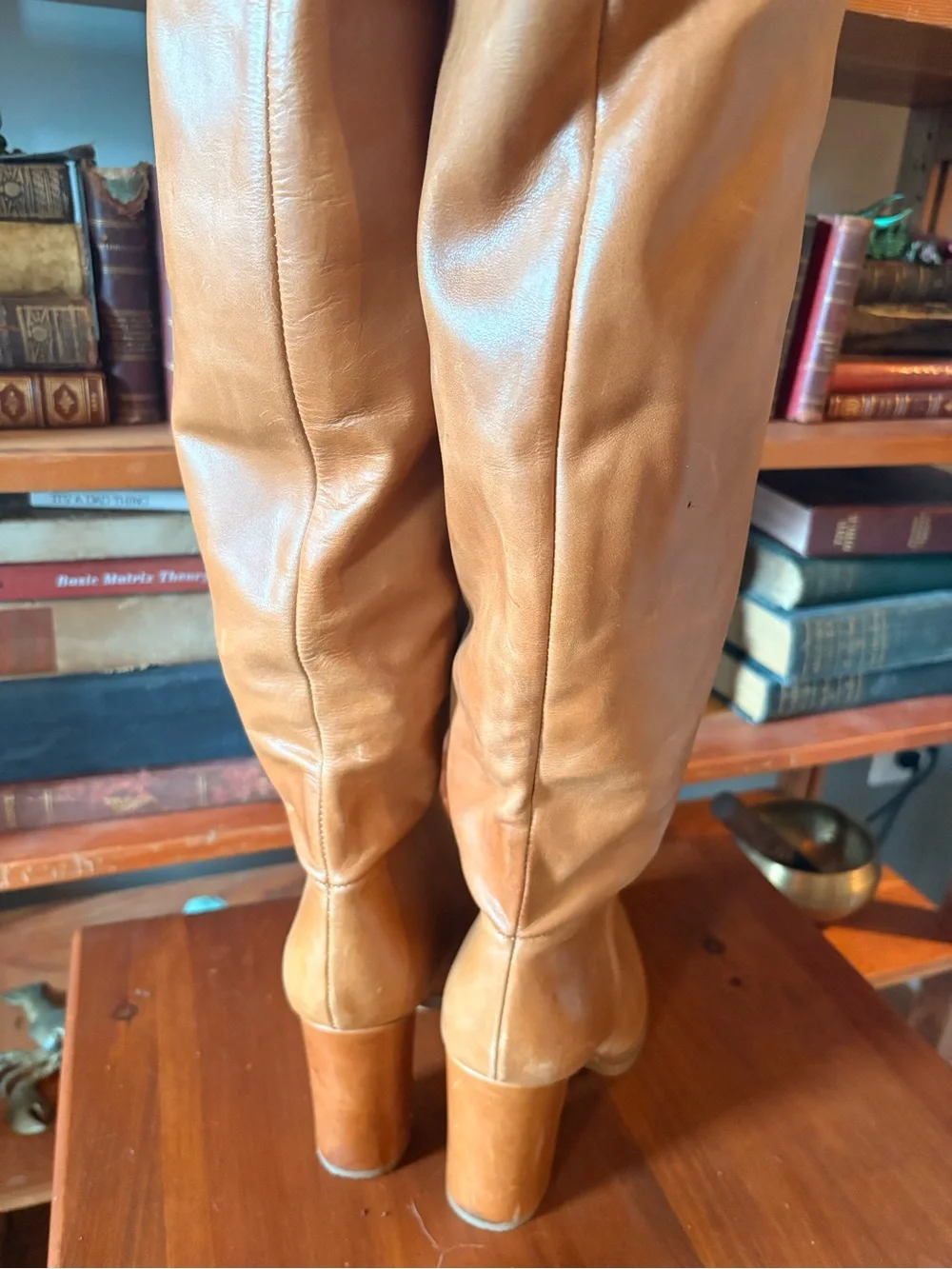 Nine West Tall Leather Brixie Boots in Tan